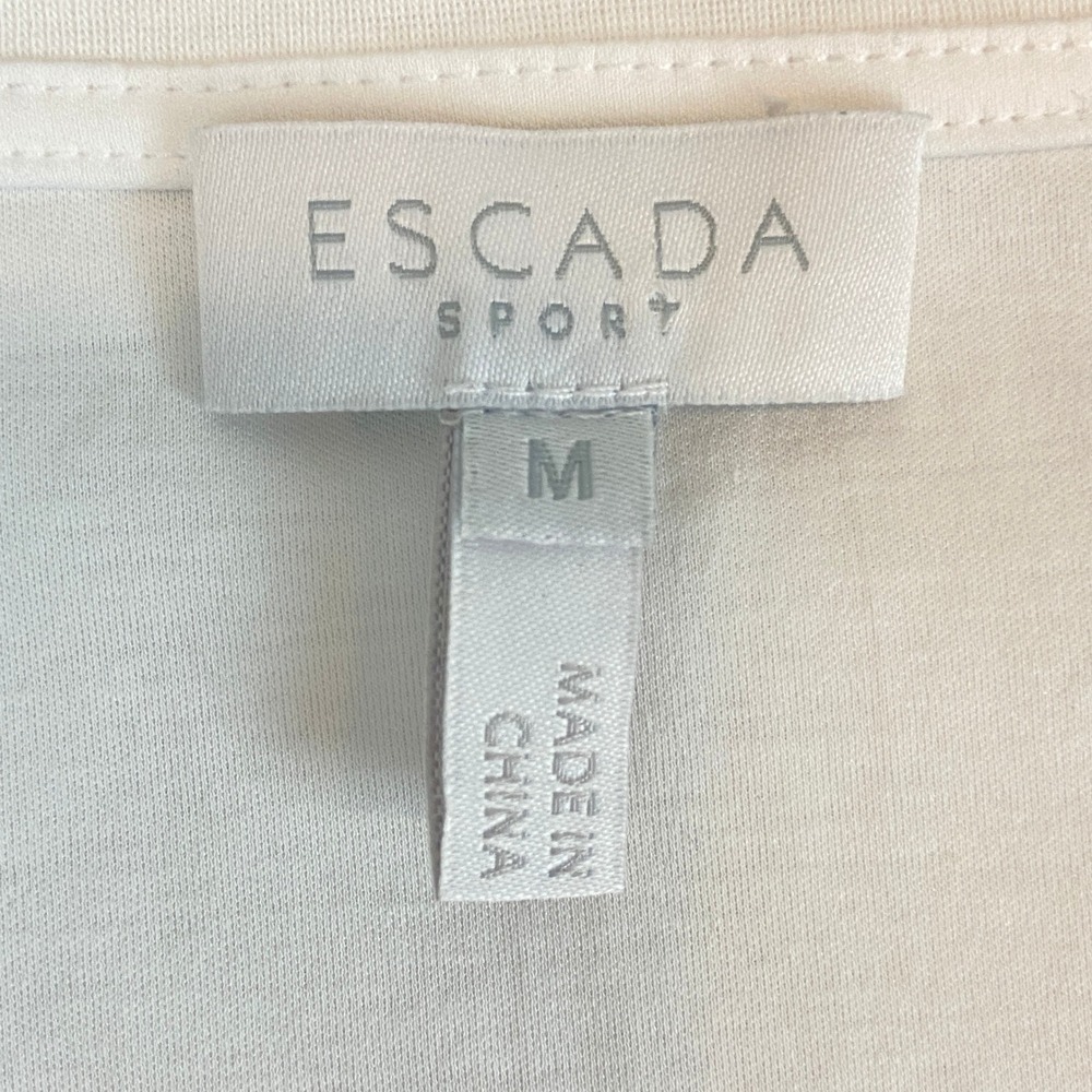 Escada Sport White Eyelet Trim T Shirt Top Cotton Womens Medium Relaxed Fit - Picture 3 of 7